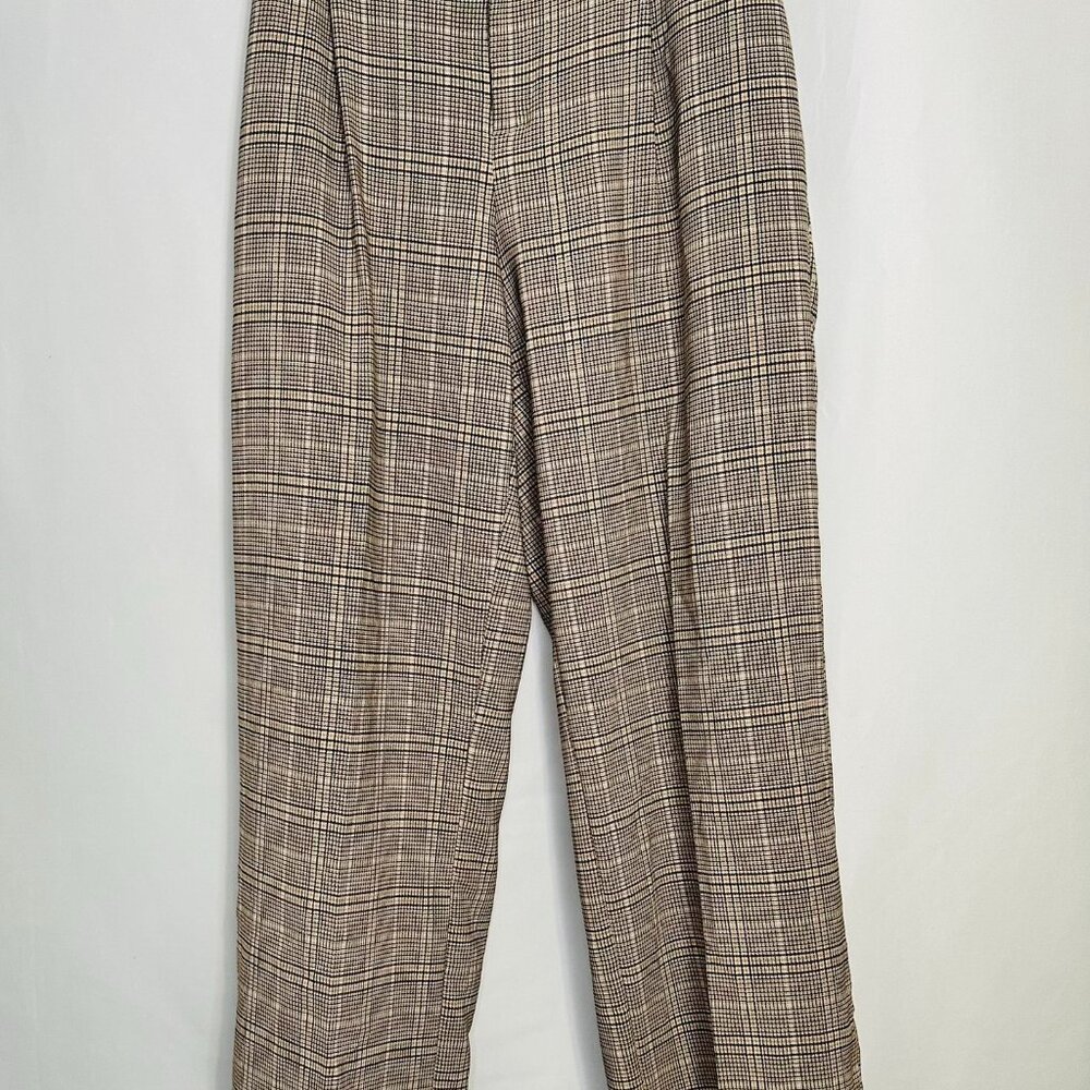 Brown And Black Plaid Pleated Wide Leg Trousers 16 Workwear Grampacore Preppy